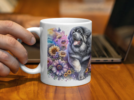 Adorable Dog With Flowers Design Coffee Mug product type