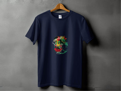 Dragon Tattoo Design with Flower Illustration Graphic T-Shirt - Design & Vybe
