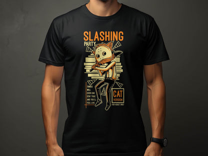 Slashing Party Cat Version for Adult Only Graphic T-Shirt - Design & Vybe