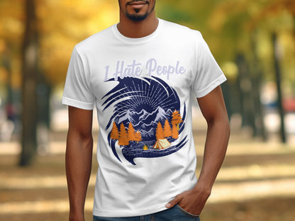 I Hate People Campfire Design on White T-shirt product