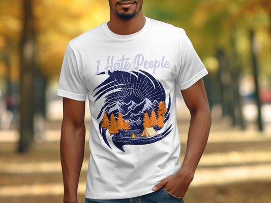 I Hate People Campfire Design on White T-shirt product