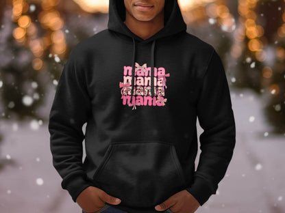 Mama Repeated With Bows Pink Themed Artwork Hoodie - Design & Vybe