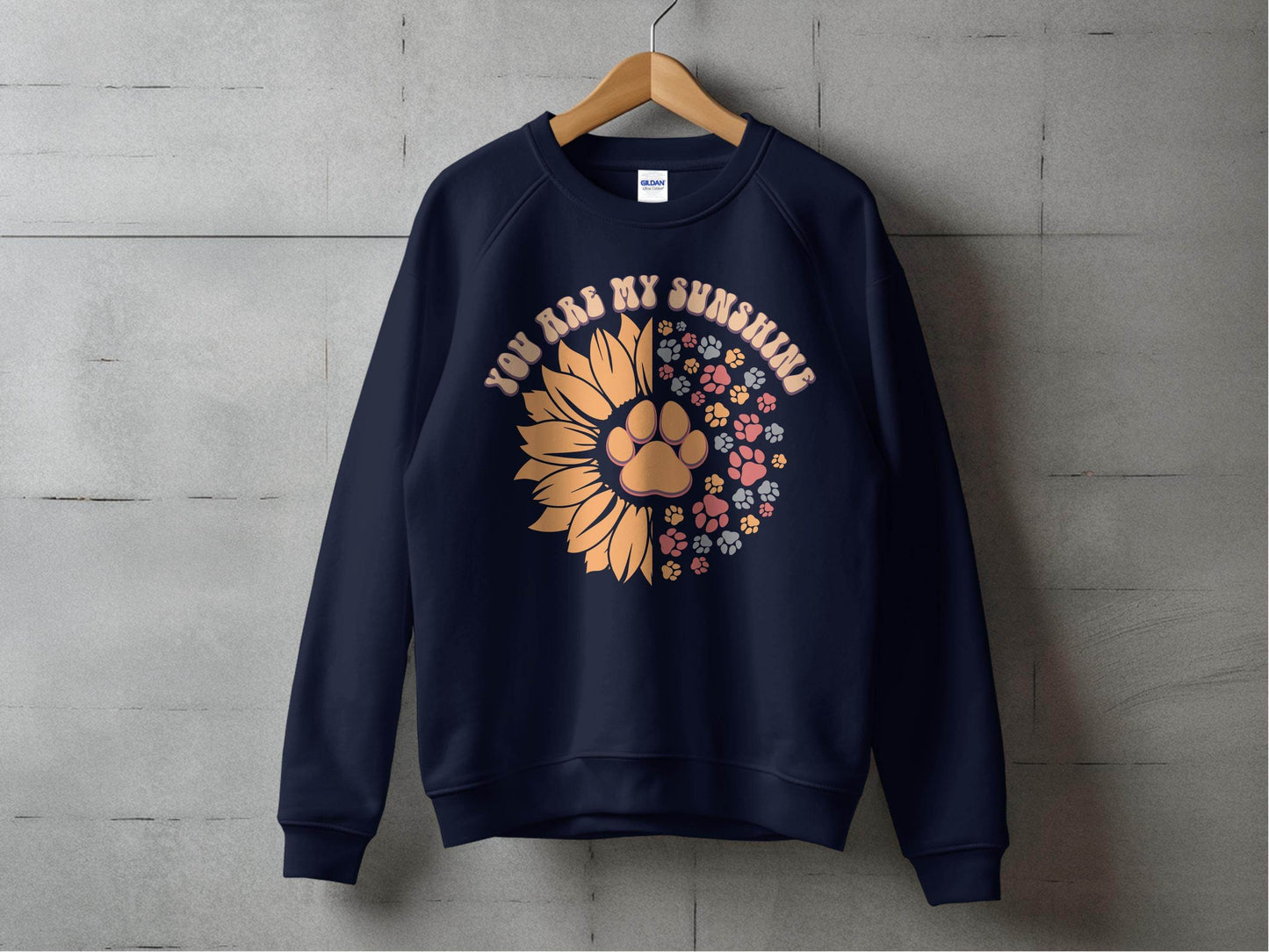 You Are My Sunshine Sunflower Paw Pattern Graphic Sweater - Design & Vybe