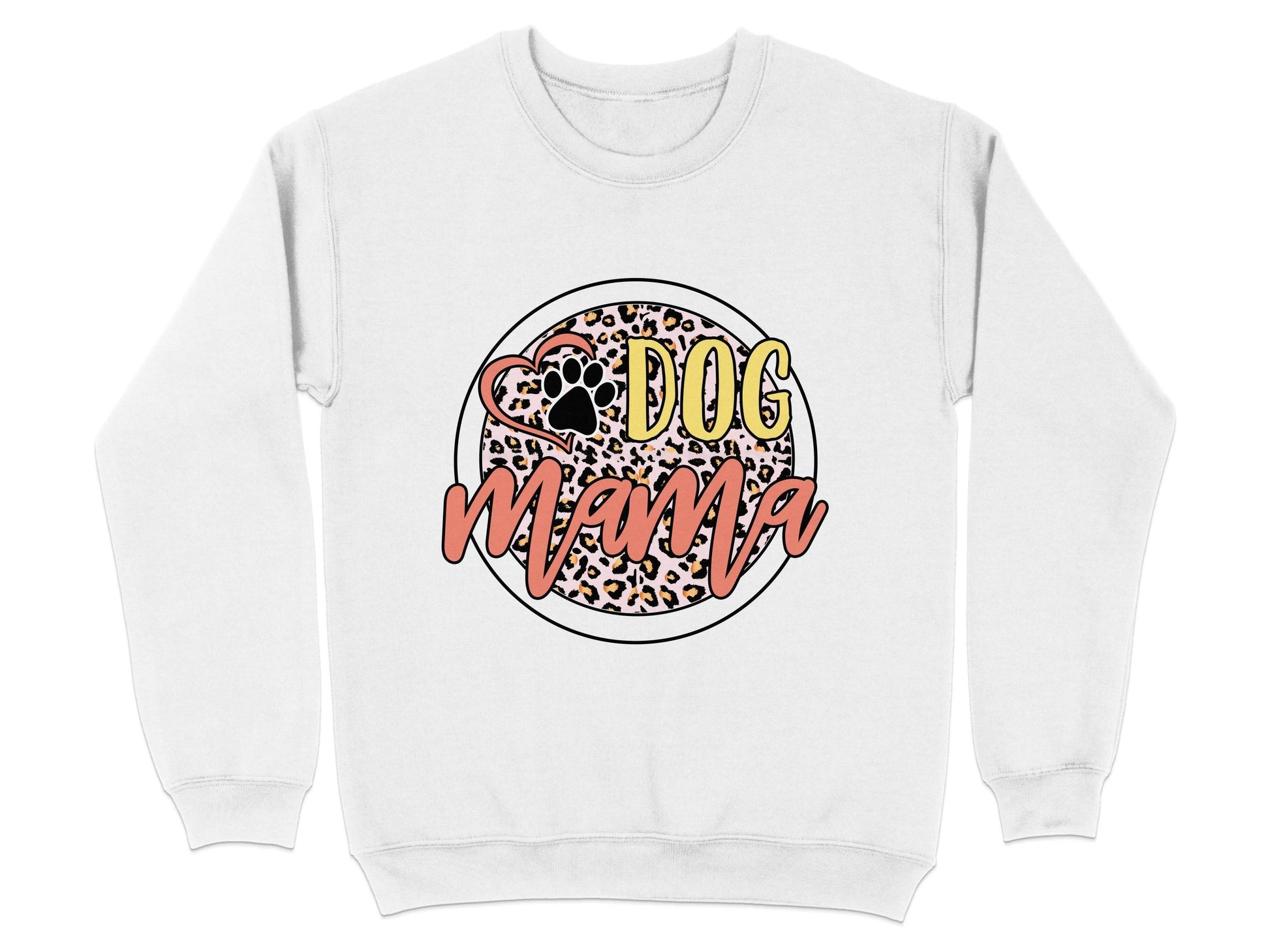 Dog Mama Paw Print On Leopard Print Background Sweater - Design & Vybe