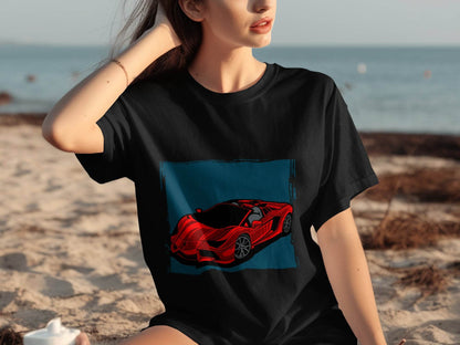 Bold Red Supercar Print Graphic T-Shirt - Design & Vybe
