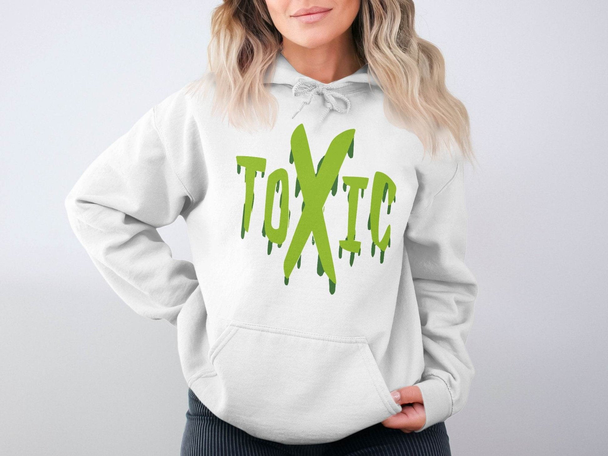 Unique Graphic Toxic Green Dripping Graffiti Text Design Hoodie - Design & Vybe
