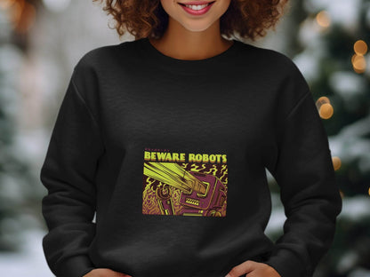 Retro Robot Invasion Graphic Beware Robots Hoodies - Design & Vybe