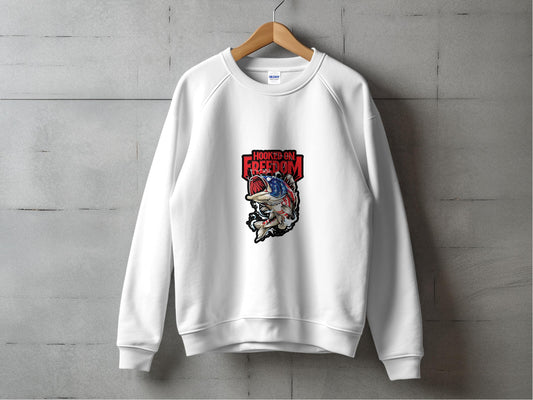 Hooked on Freedom Graphic White Sweatshirt product