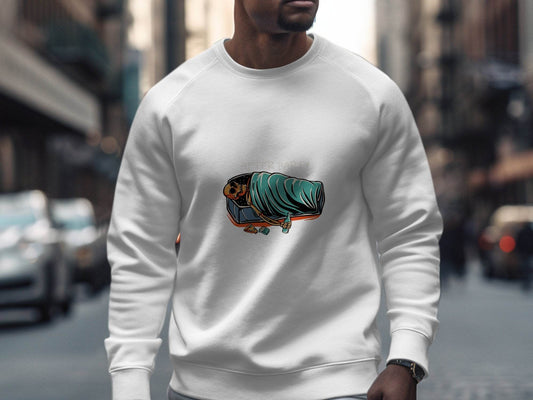 After Party Skeleton Resting in Coffin Graphic Sweater - Design & Vybe