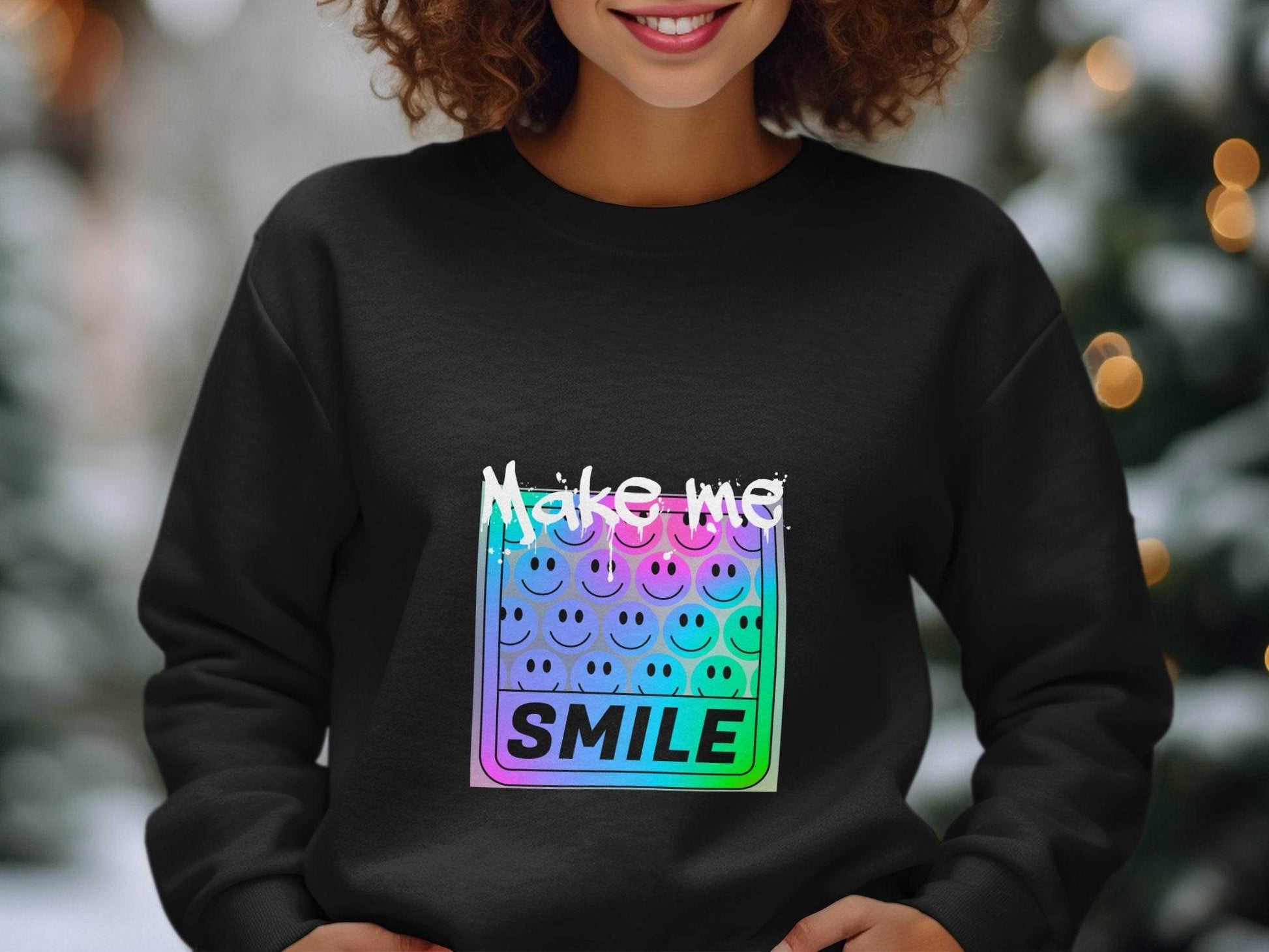 Make Me Smile Rainbow Gradient Design Graphic Sweater - Design & Vybe
