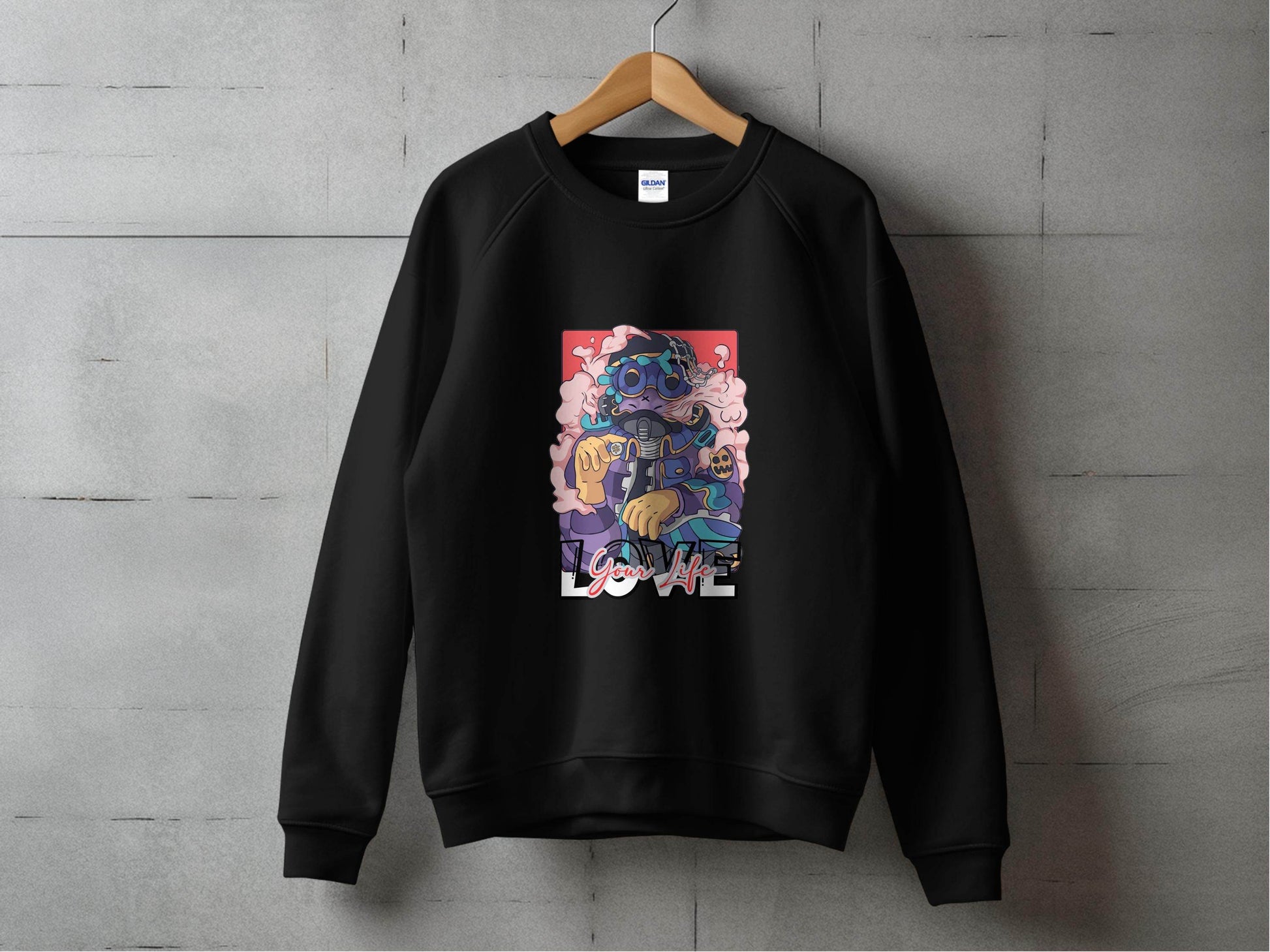 Love Your Life Robot Style Cartoon Graphics Hoodie - Design & Vybe