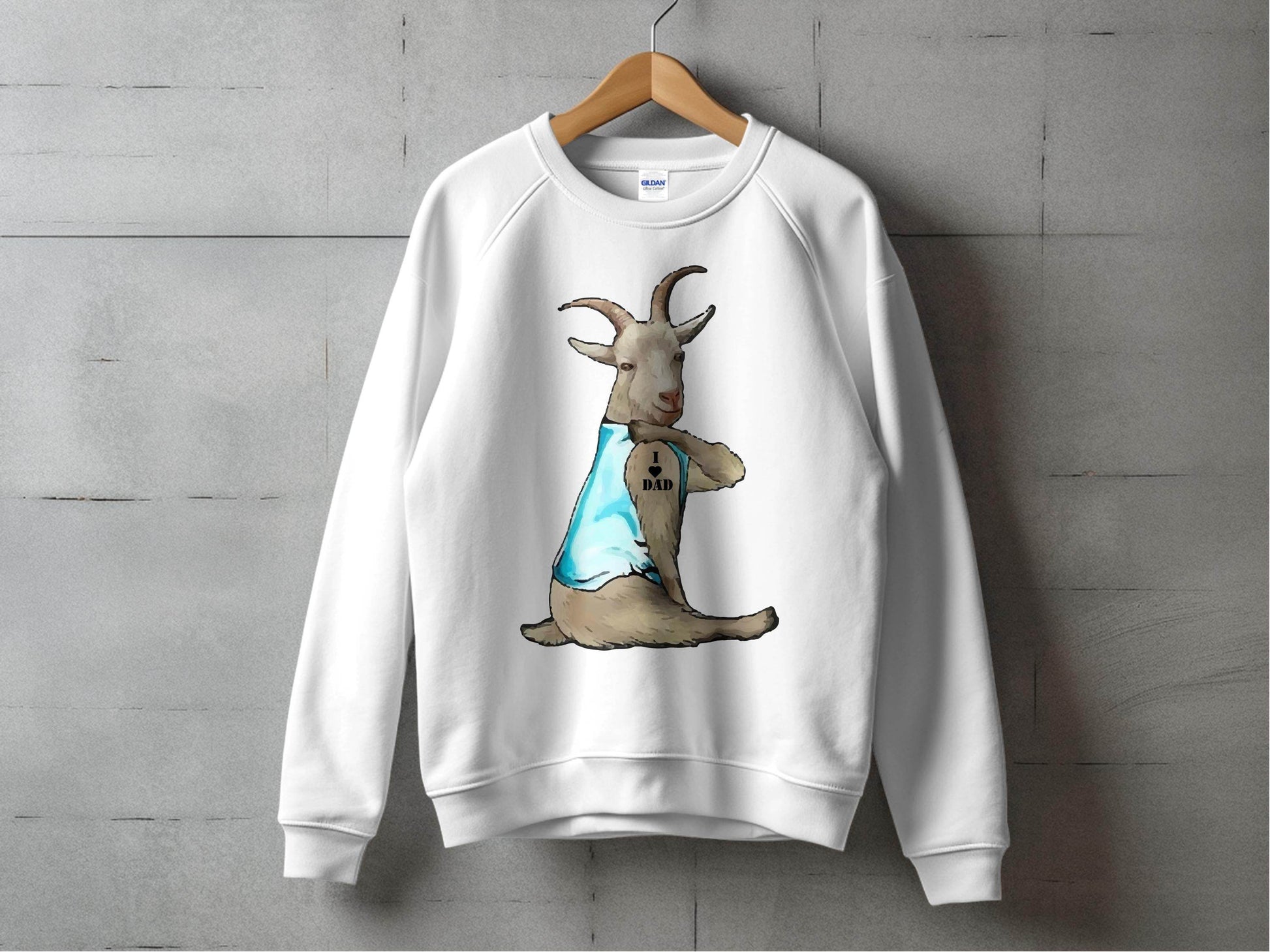 I Love Dad Print Quirky Goat Design Sweater - Design & Vybe