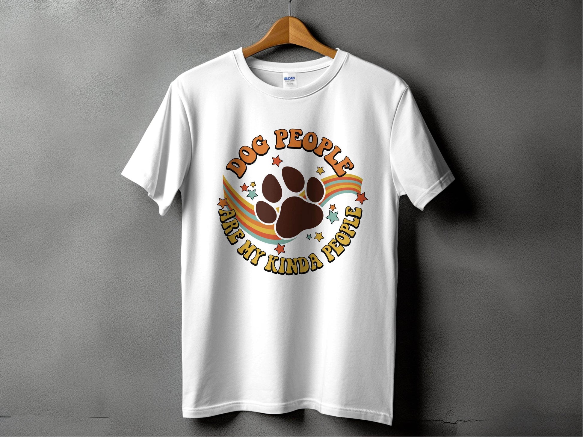 Dog People Are My Kinda People Retro Style Dog Paw T-Shirt - Design & Vybe