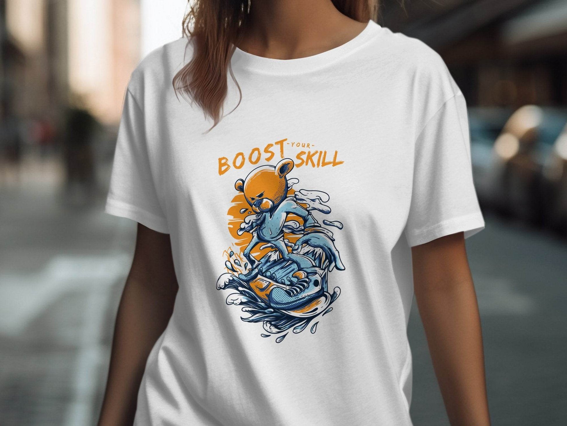 Boost Your Skill Cartoon Bear Design T-Shirt - Design & Vybe