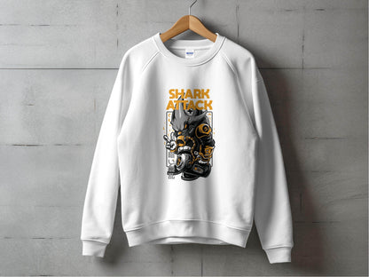 Shark Attack Graphic Illustration Inspired Design Sweater - Design & Vybe