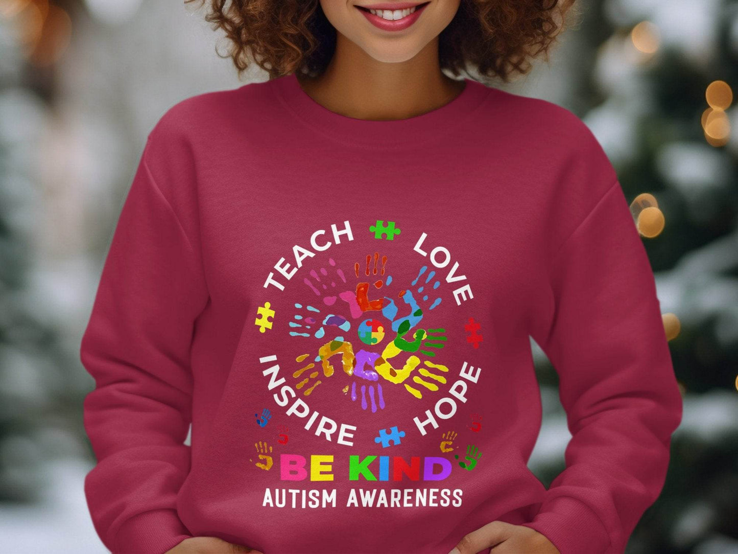 Autism Awareness Teach Love Inspire Hope Be Kind Sweater - Design & Vybe