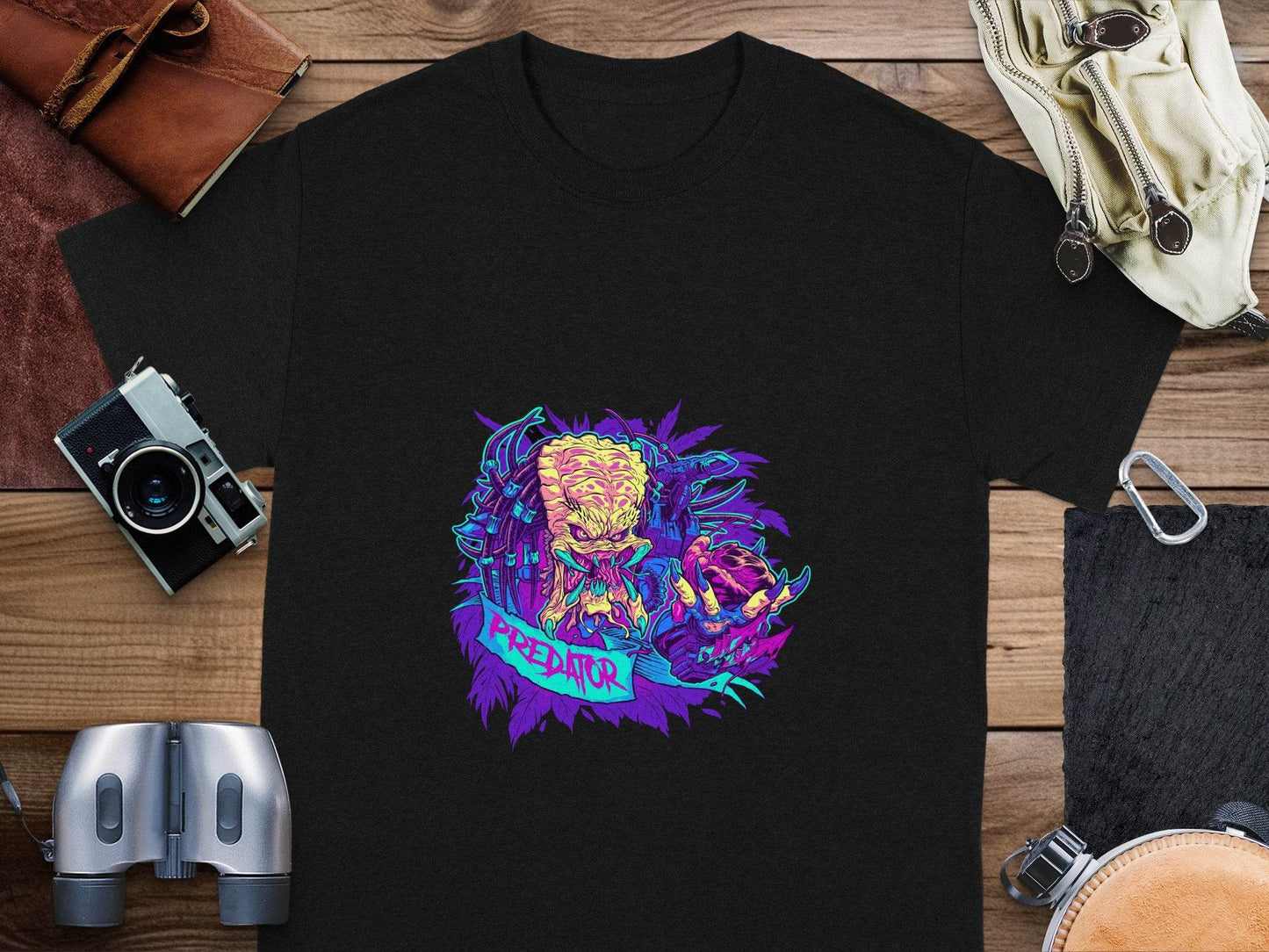 Predator Head With Leaves Awesome Graphic Design T-Shirt - Design & Vybe