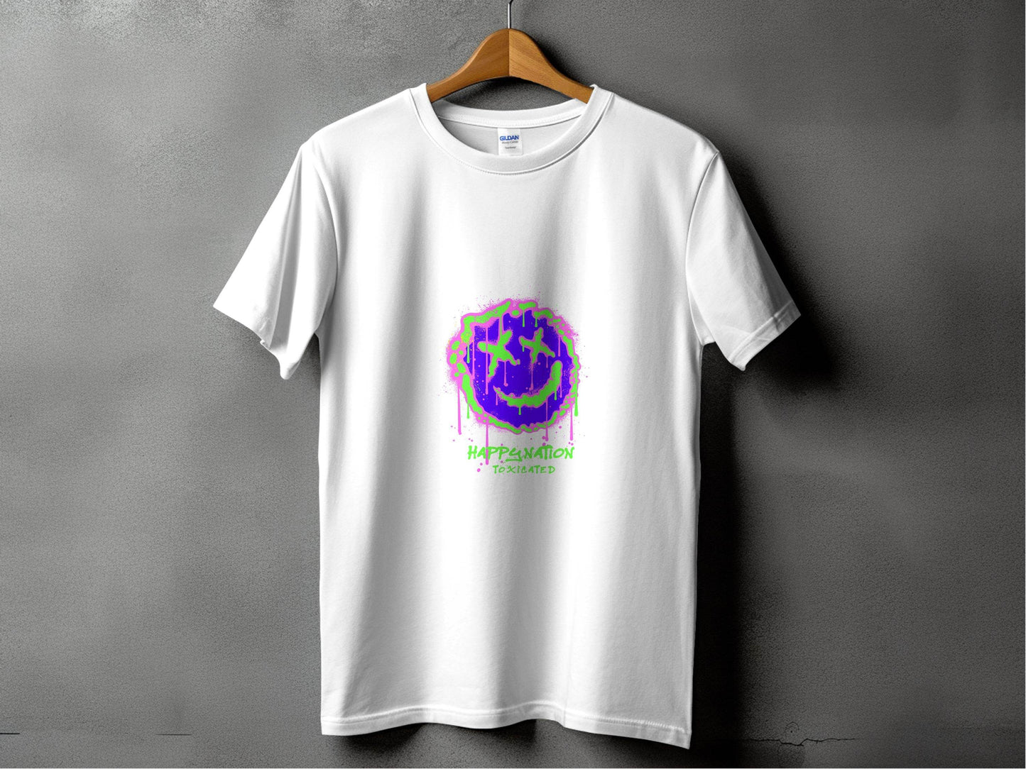 Happy Nation Toxiclated Smiley Face Graphic Design T-Shirt - Design & Vybe