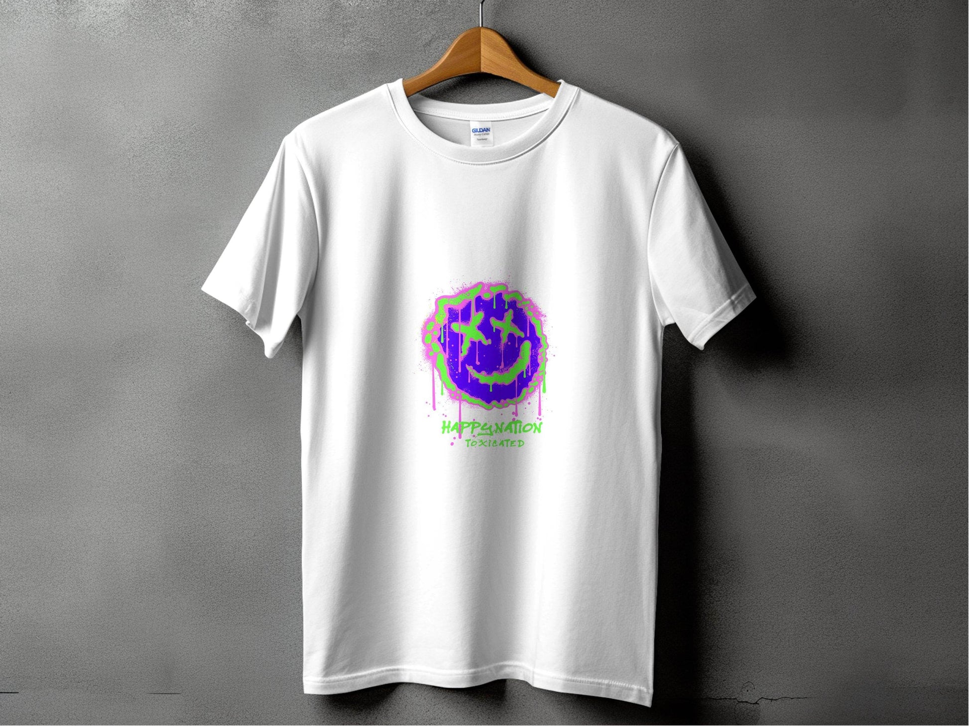 Happy Nation Toxiclated Smiley Face Graphic Design T-Shirt - Design & Vybe