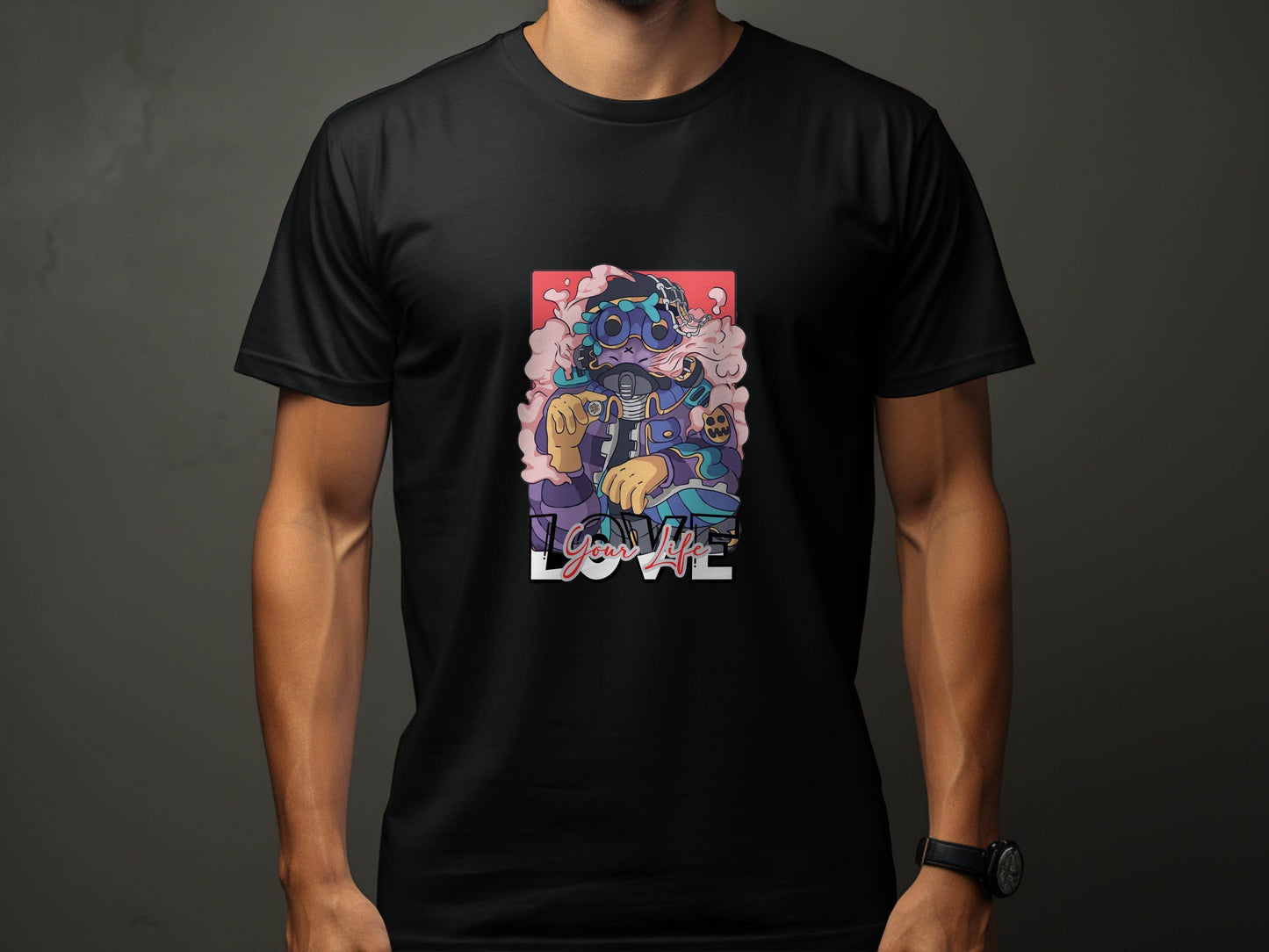 Love Your Life Robot Style Cartoon Graphics T-Shirt - Design & Vybe