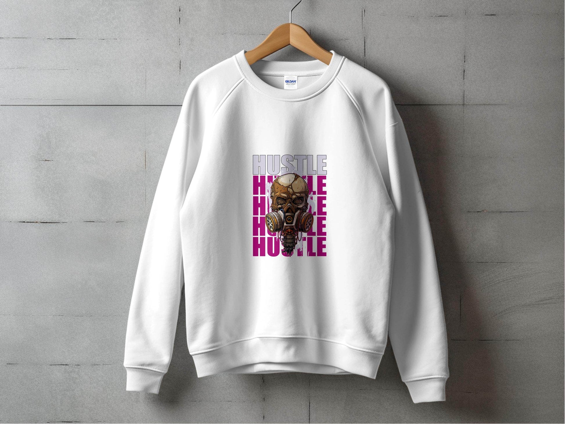 Hustle Skull With Gas Mask Graphic Design Sweater - Design & Vybe