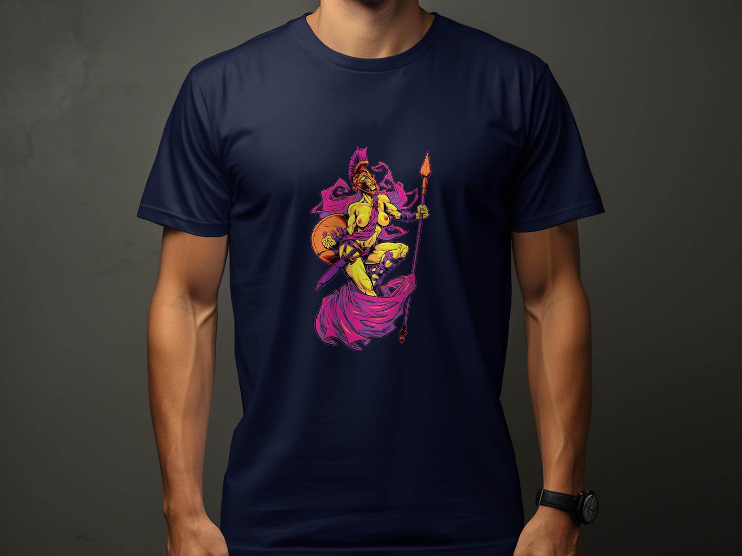 Striking Female Warrior with Spear Graphic Art T-Shirt - Design & Vybe
