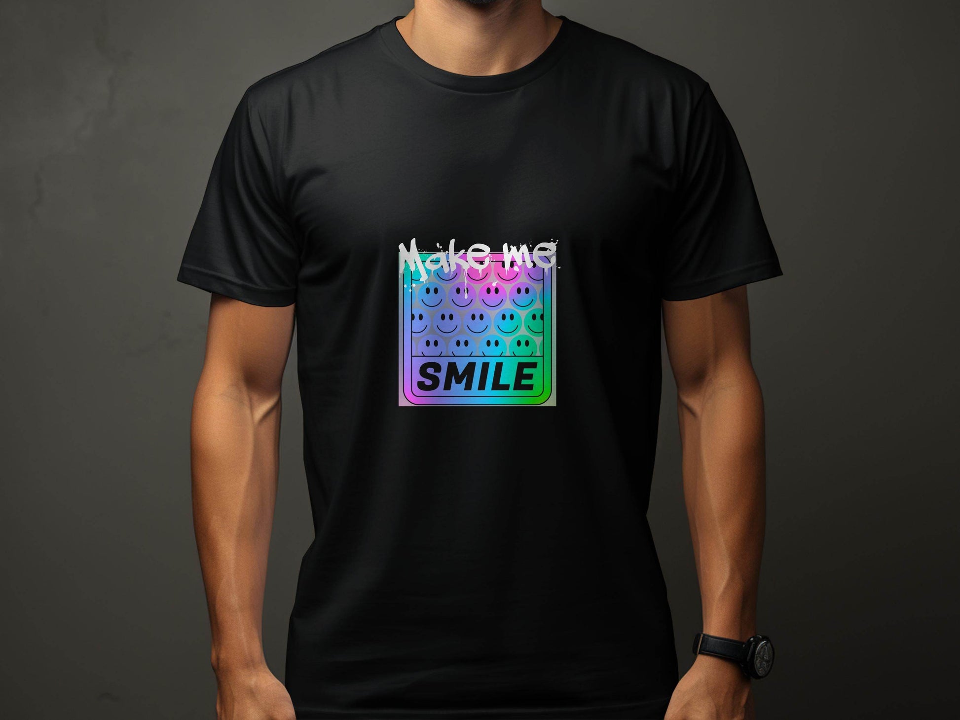 Make Me Smile Rainbow Gradient Design Graphic T-Shirt - Design & Vybe