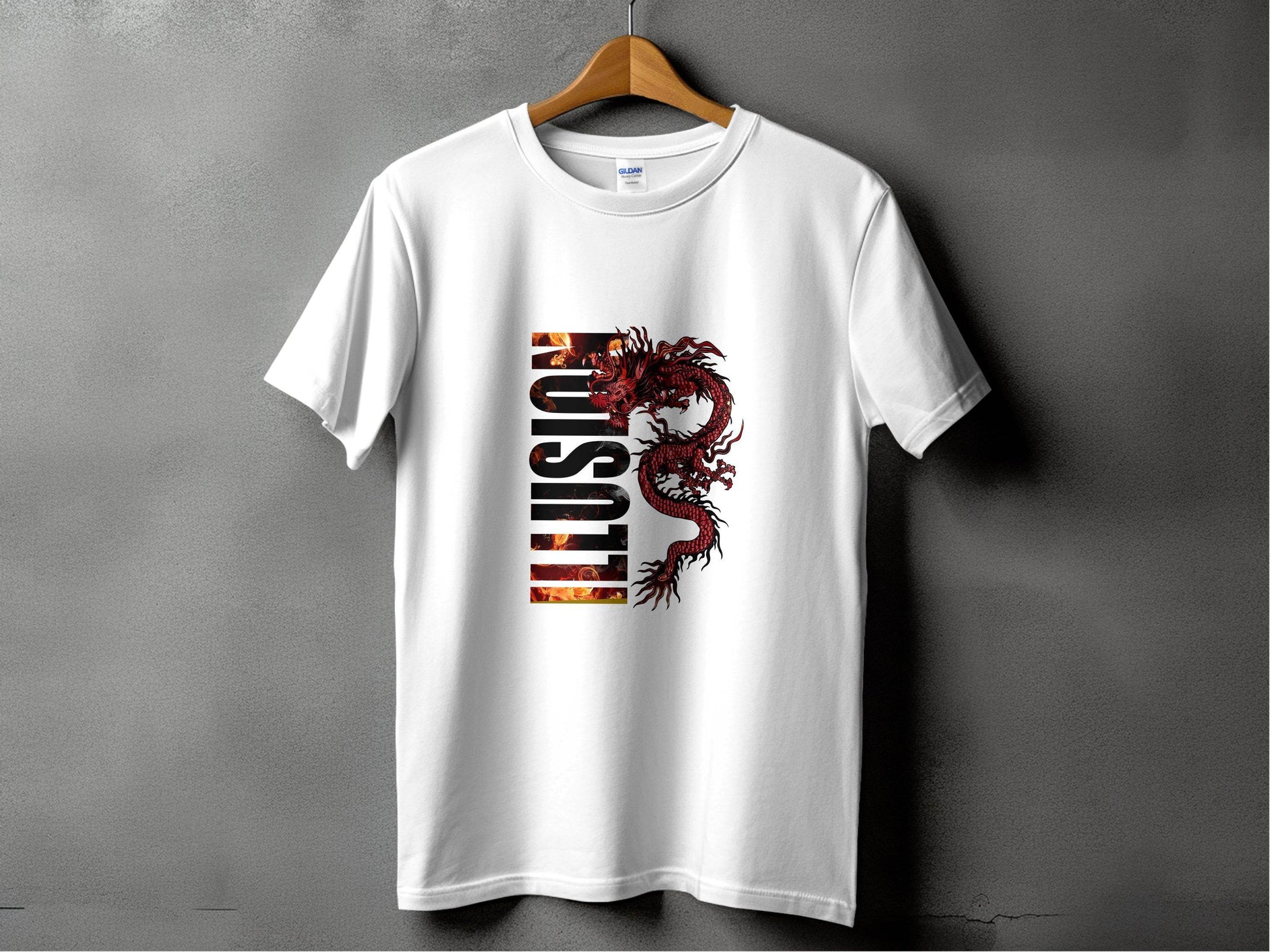EUSTIS Dragon with Fire Text Graphic Print Design T-Shirt - Design & Vybe
