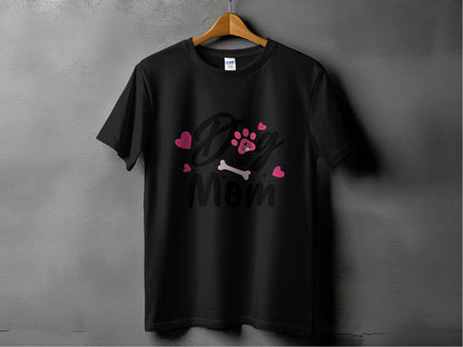 Dog Mom with Hearts and Bone Design Graphic Print T-Shirt - Design & Vybe