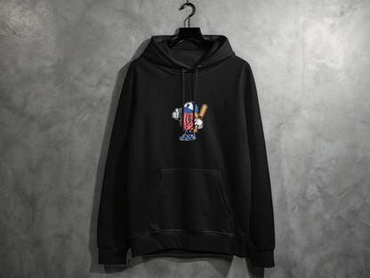Donut Baseball Player Cartoon Vector Illustration Hoodie - Design & Vybe