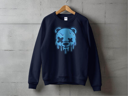 Cool Blue Graffiti Melting Dead Mad Bear Graphic Sweater - Design & Vybe
