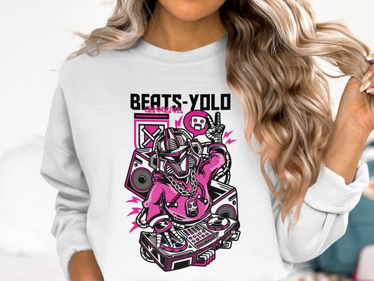 Beats Yolo Street Art Robot DJ Graphic Design Sweater - Design & Vybe