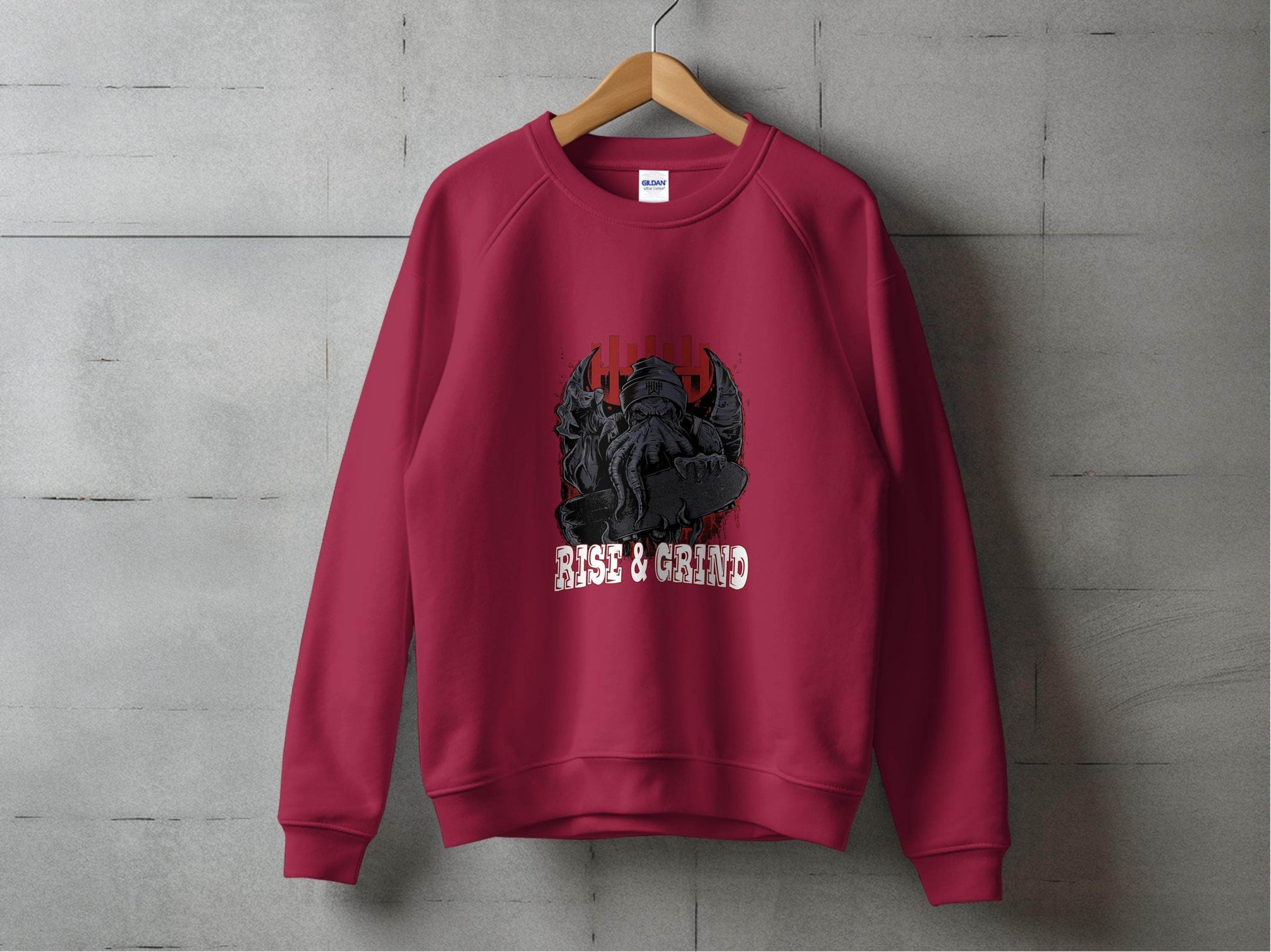 Rise and Grind Skater Monster Graphic Novelty Sweater - Design & Vybe