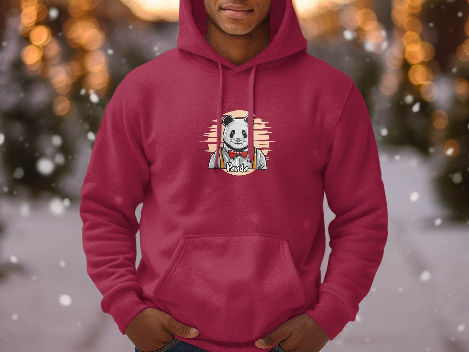 Fun Cartoon Panda Wearing Bow Tie Graphic Hoodie - Design & Vybe