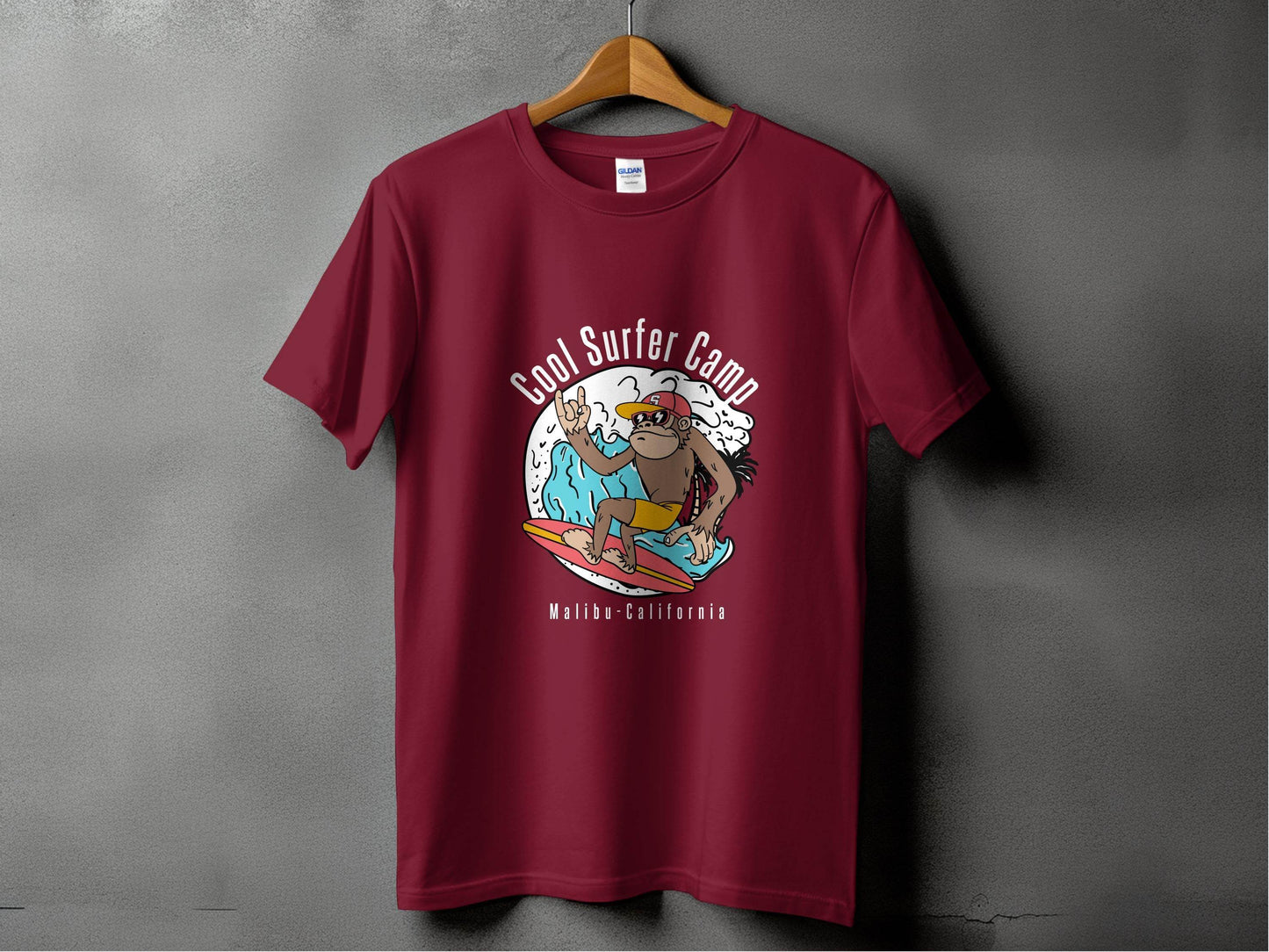 Cool Surfing Monkey Graphic Print Casual T-Shirt - Design & Vybe