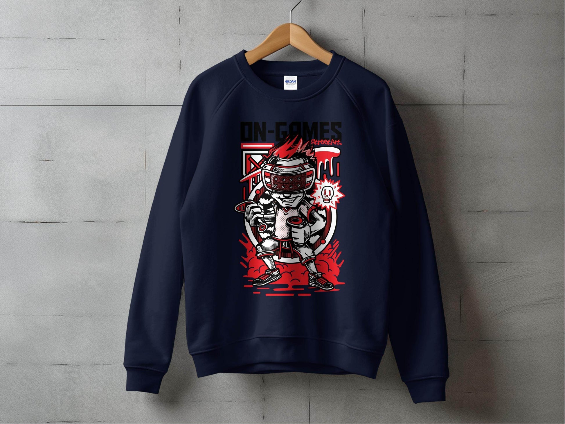 On Games Vr Gaming Schoolart Skull Graphic Design Sweater - Design & Vybe