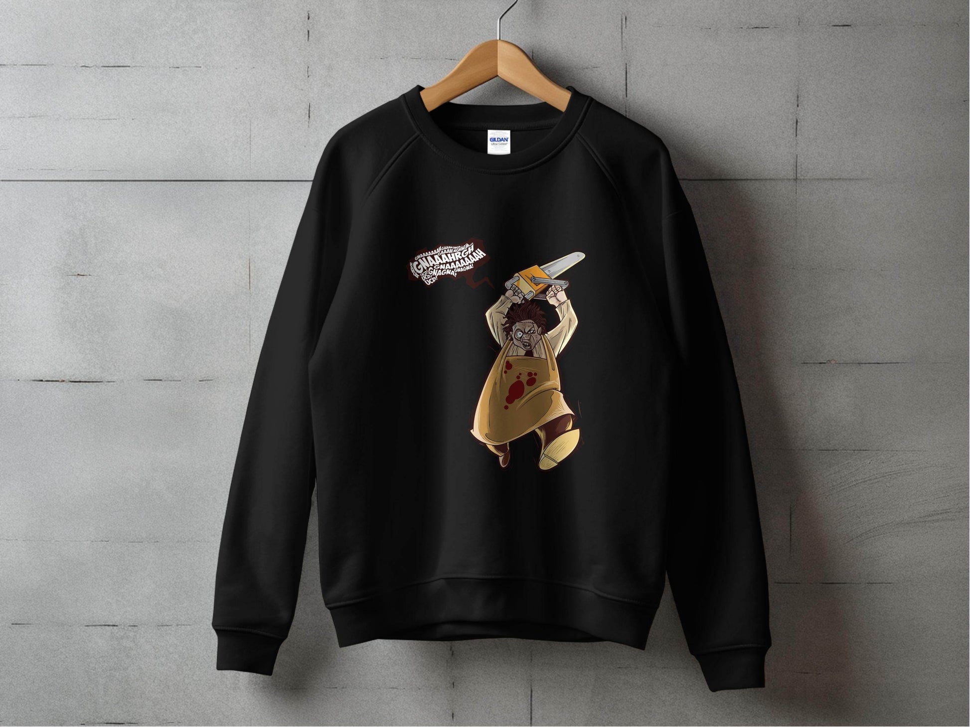 Horror Movie Villain with Chainsaw Illustration Sweater - Design & Vybe