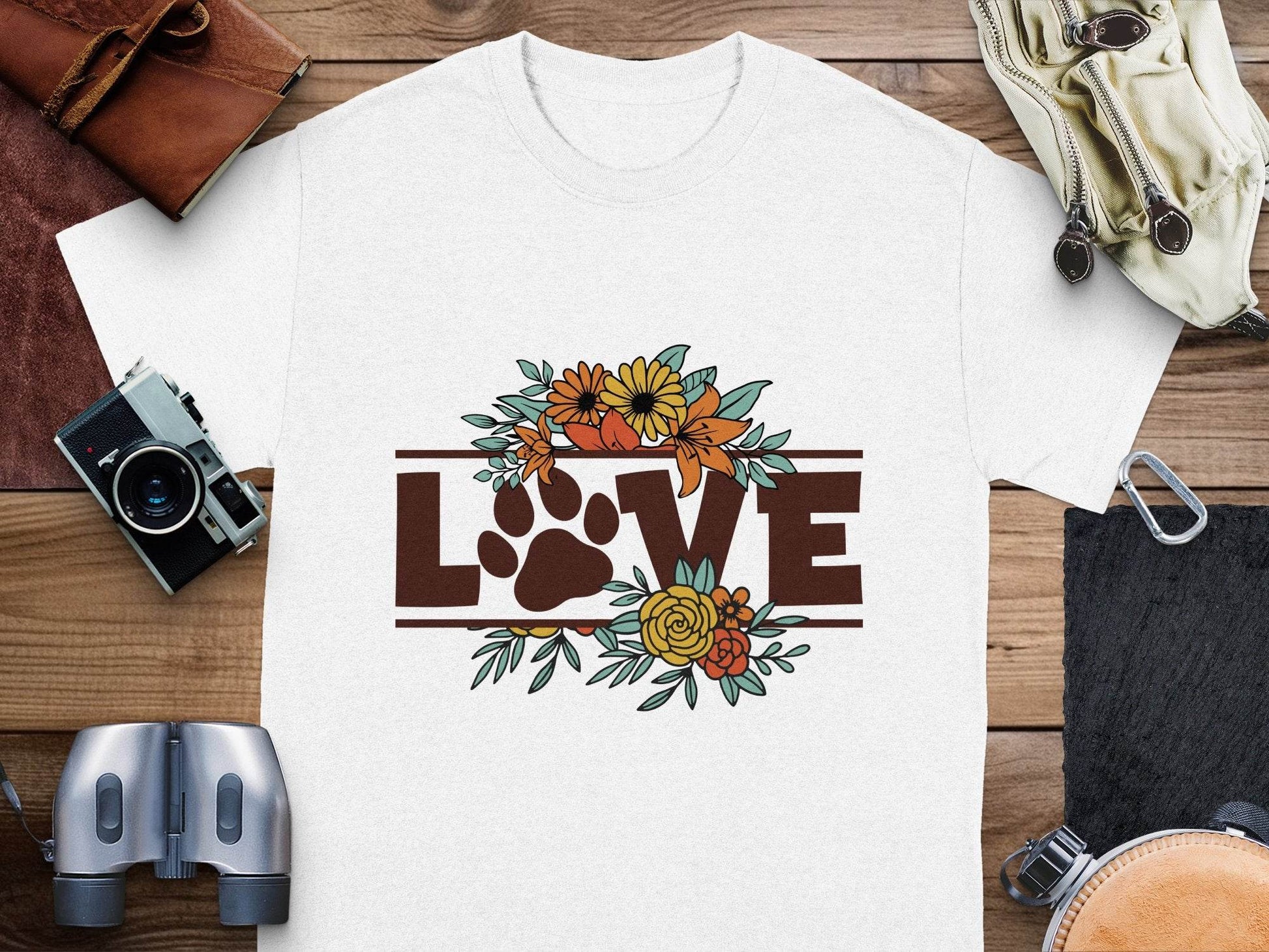 Floral Love Paw Print Design Graphic Flower Design T-Shirt - Design & Vybe