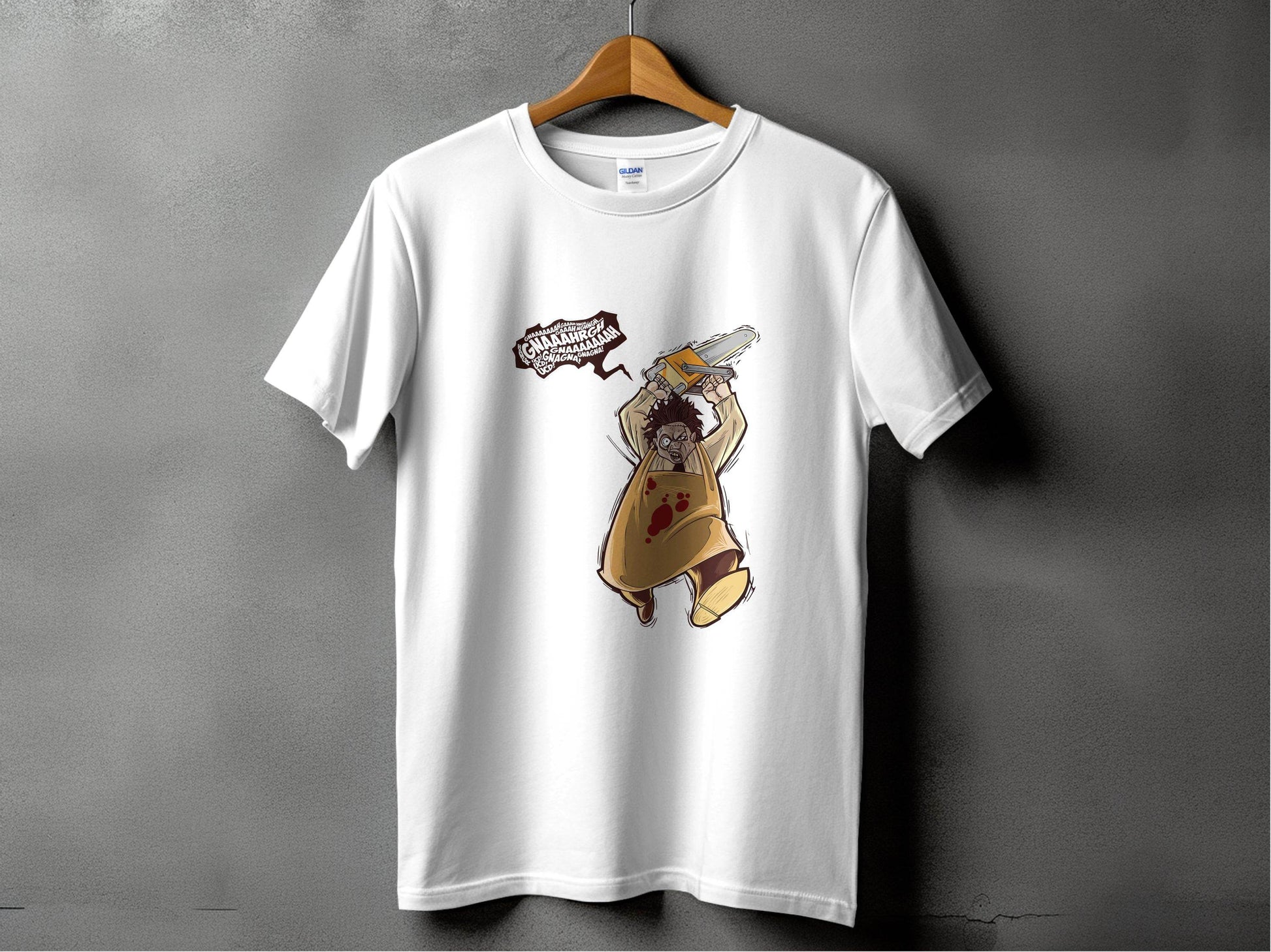 Horror Movie Villain with Chainsaw Illustration T-Shirt - Design & Vybe