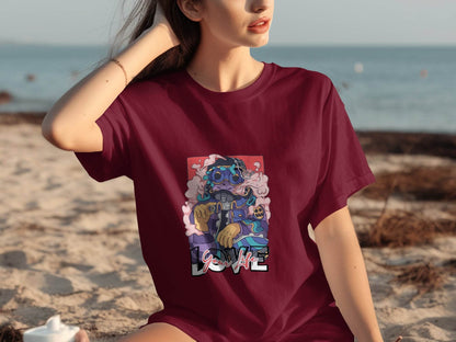 Love Your Life Robot Style Cartoon Graphics T-Shirt - Design & Vybe