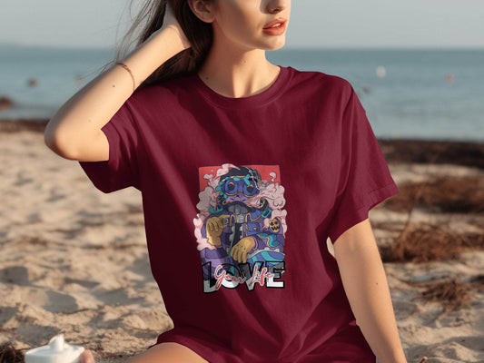 Love Your Life Robot Style Cartoon Graphics T-Shirt - Design & Vybe