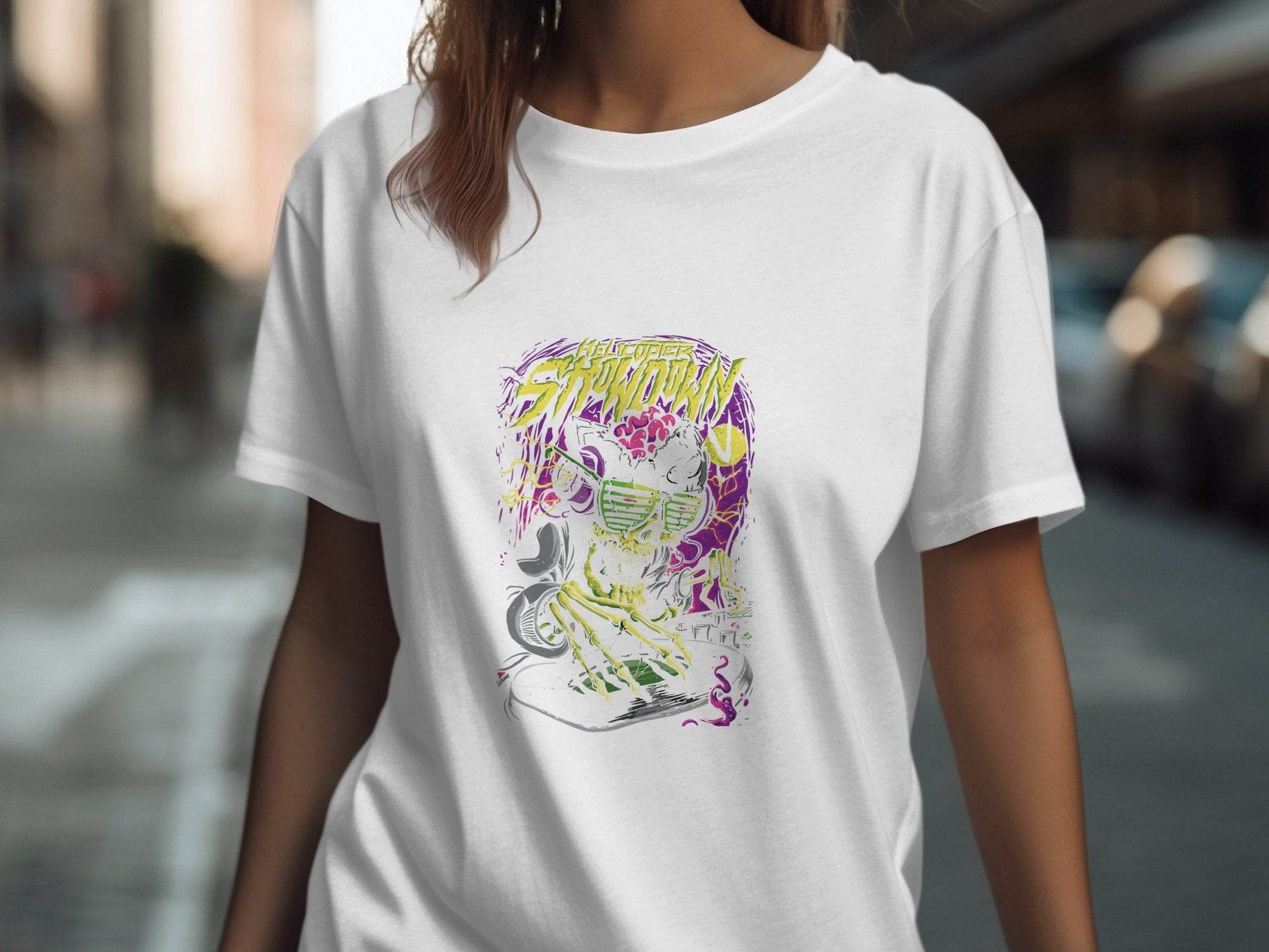Helicopter Thunder Skull Design With Glasses T-Shirt - Design & Vybe