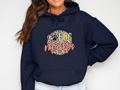 Dog Mama Paw Print On Leopard Print Background Hoodie - Design & Vybe