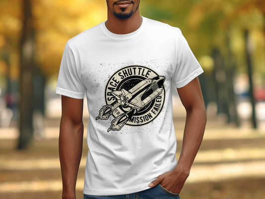 Space Shuttle Mission Failed Graphic Print T-Shirt - Design & Vybe