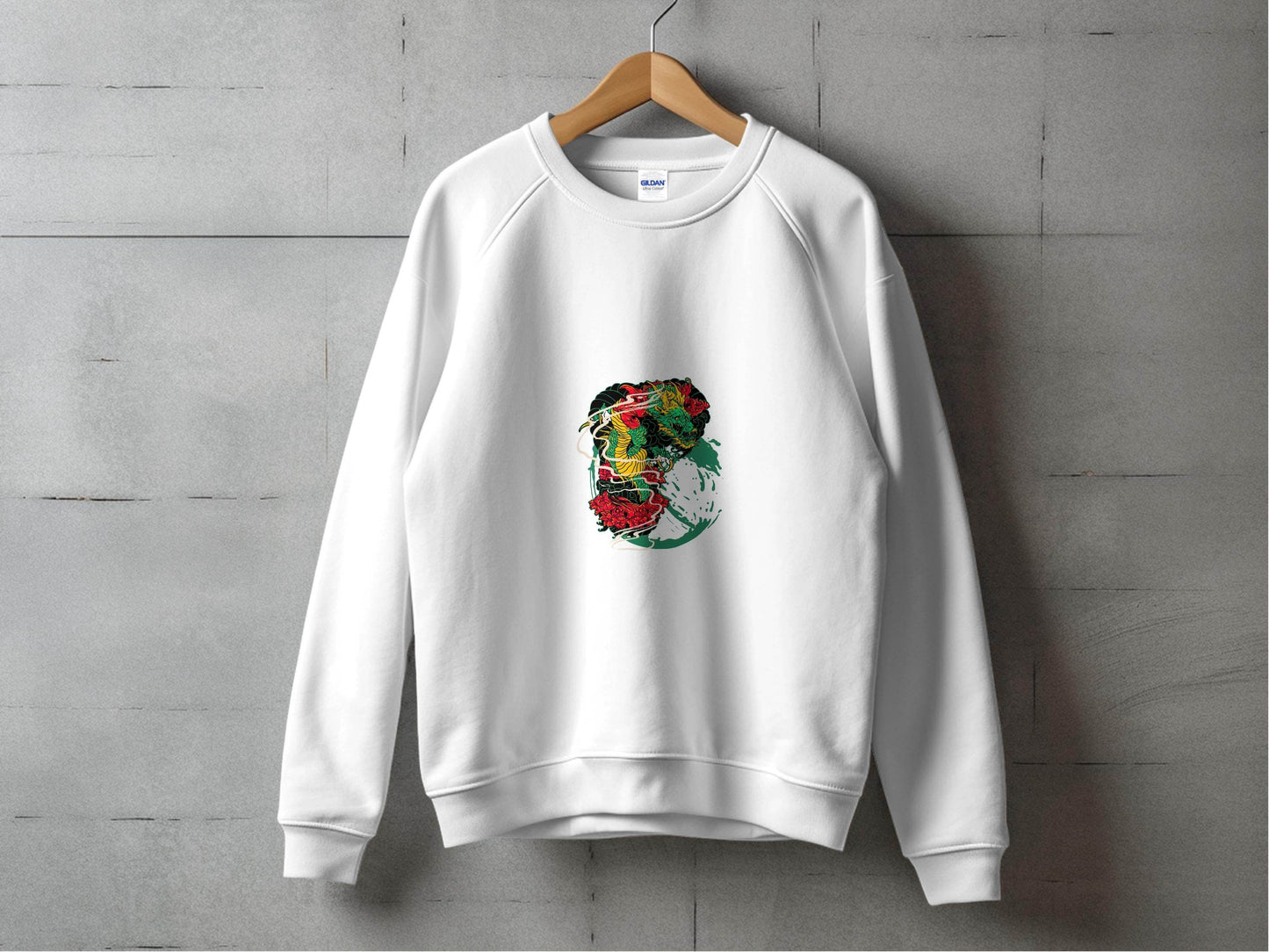 Dragon Tattoo Design with Flower Illustration Graphic Sweater - Design & Vybe