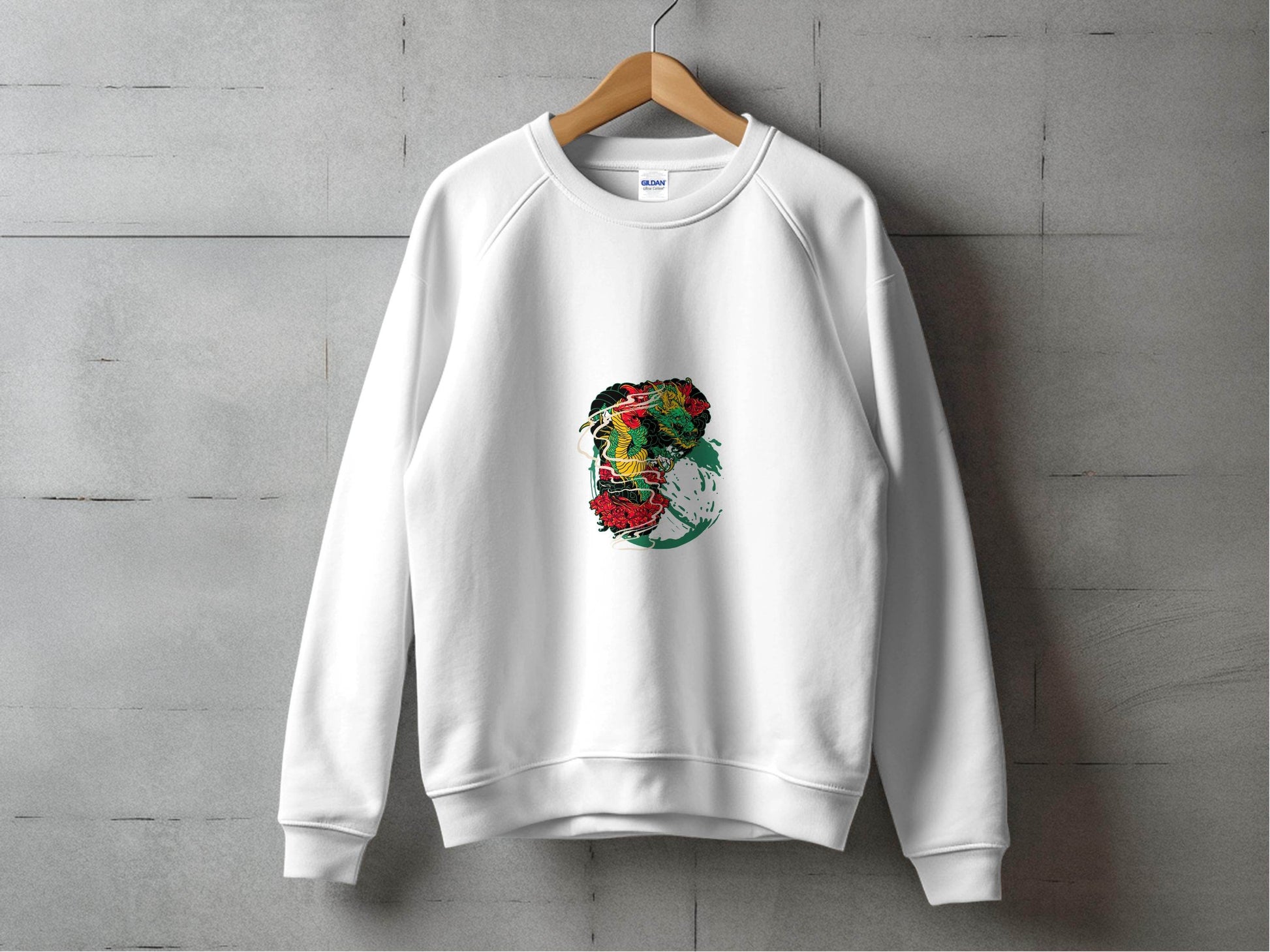 Dragon Tattoo Design with Flower Illustration Graphic Sweater - Design & Vybe