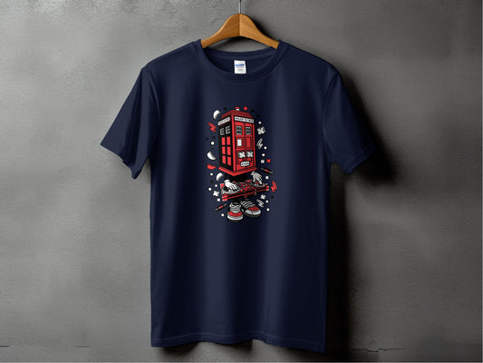 Unique Artistic Graphic on Dark Blue T-Shirt product