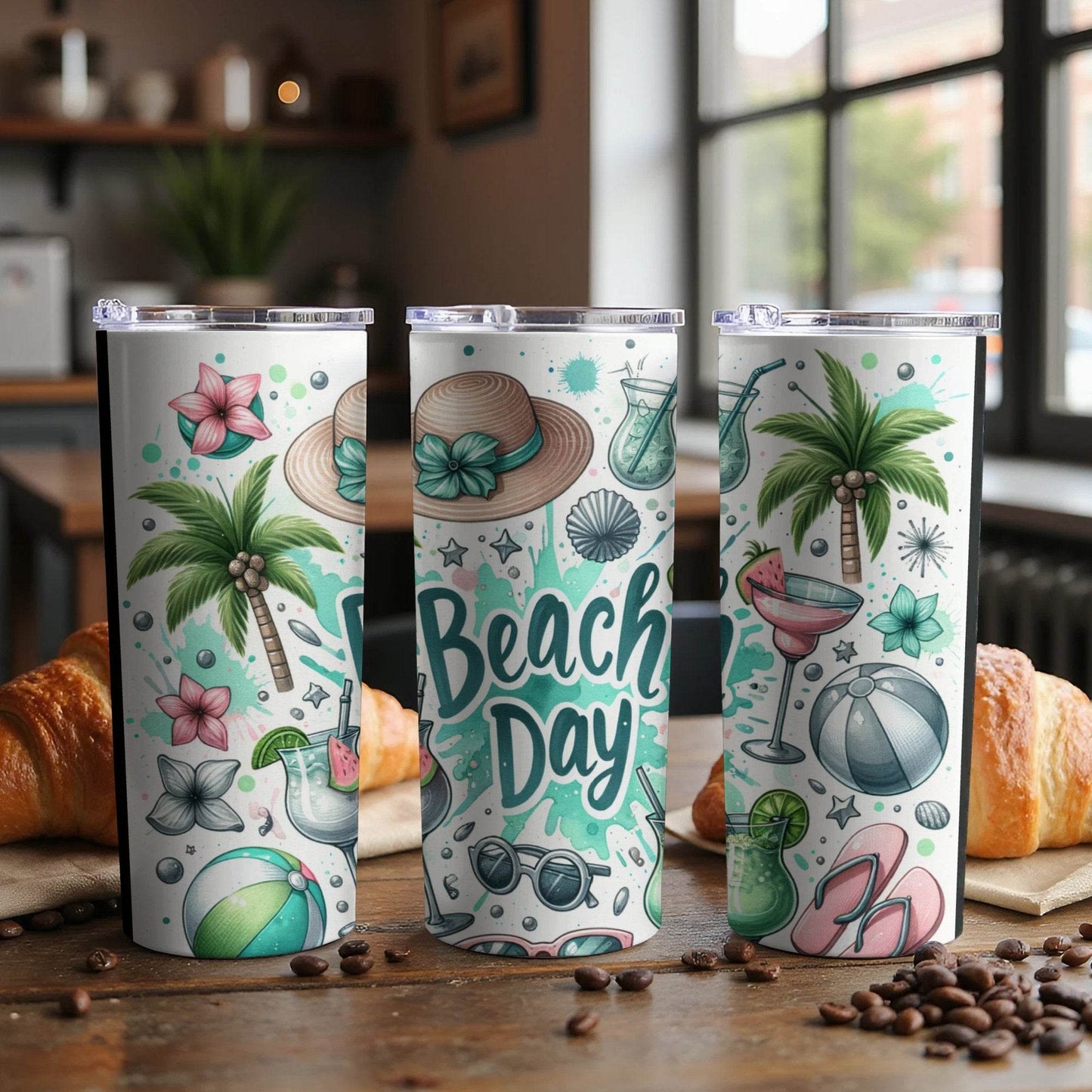 Beach Day Summer Vacation Fun Coastal Vibe Themed Tumbler - Design & Vybe