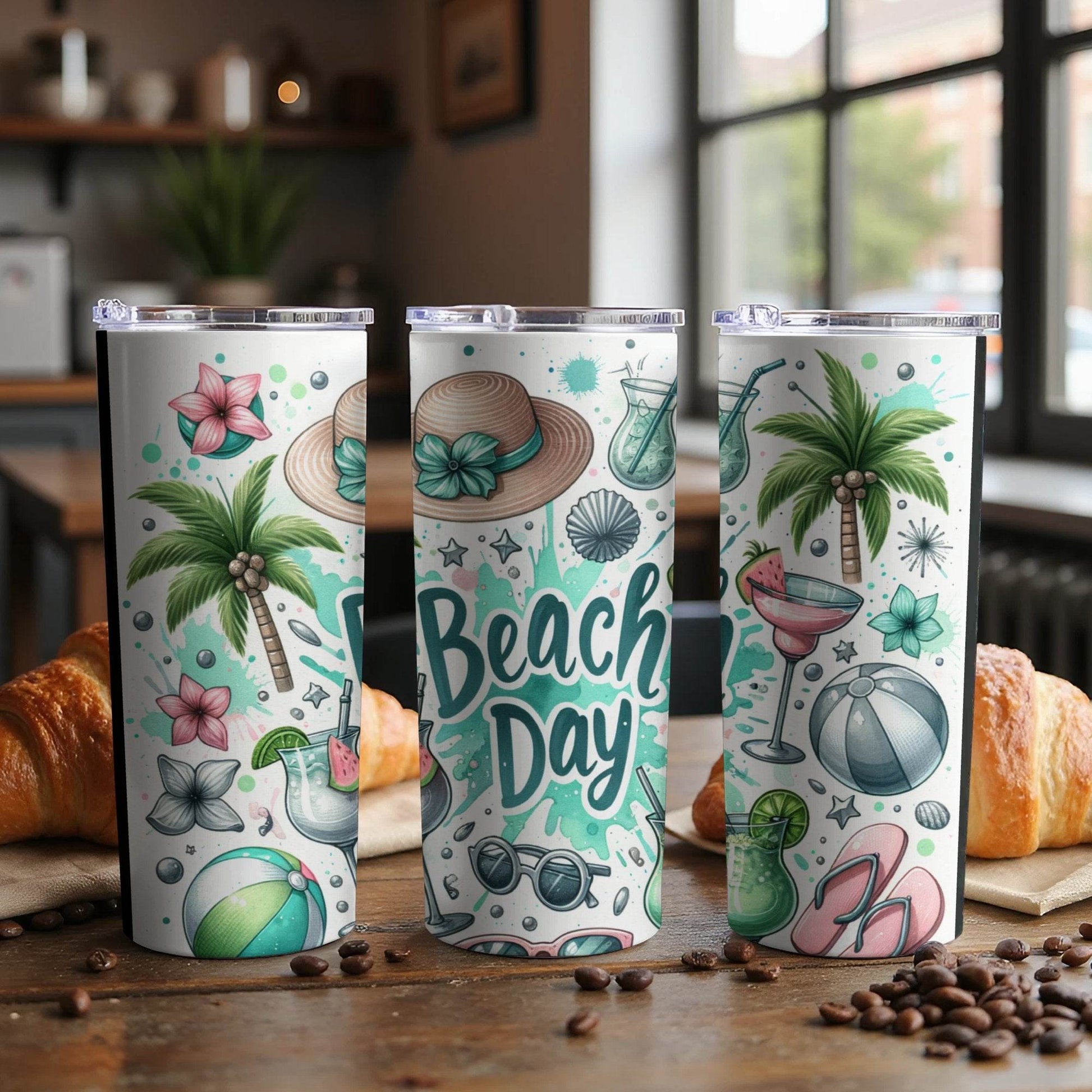 Beach Day Summer Vacation Fun Coastal Vibe Themed Tumbler - Design & Vybe