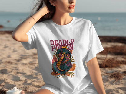 Deadly Poison Snake Art Graphic Novelty Design T-Shirt - Design & Vybe
